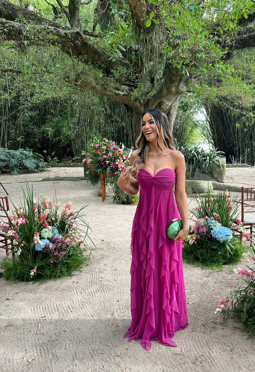 Strapless Fuchsia Long Prom Dress Graduation Dress Wedding Guest Dress J9171