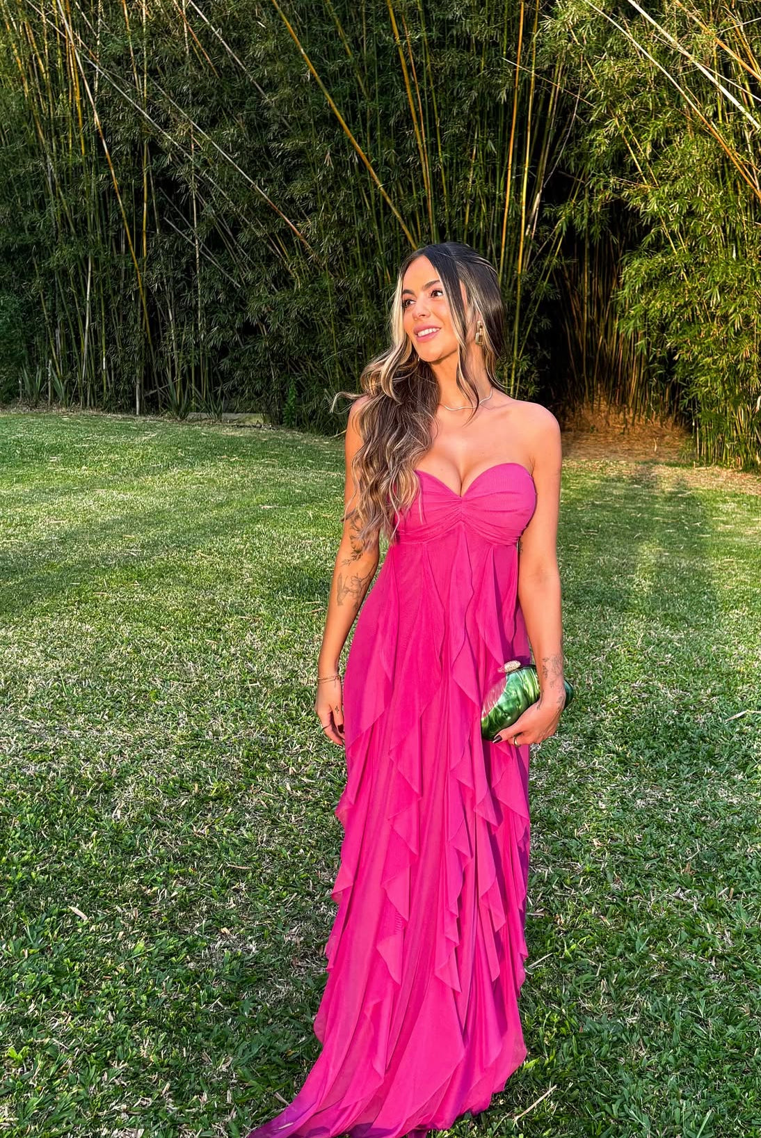 Strapless Fuchsia Long Prom Dress Graduation Dress Wedding Guest Dress J9171