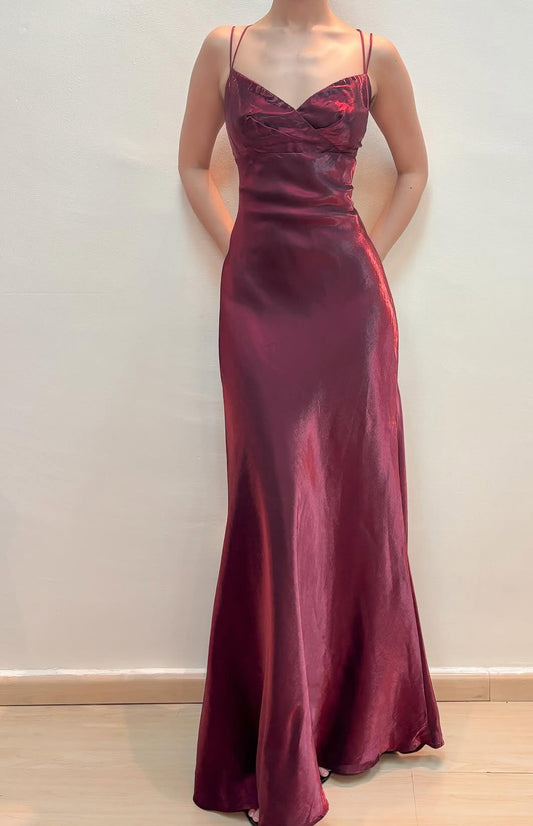 Burgundy Vintage Long Prom Dress Formal Evening Party Dress J9188