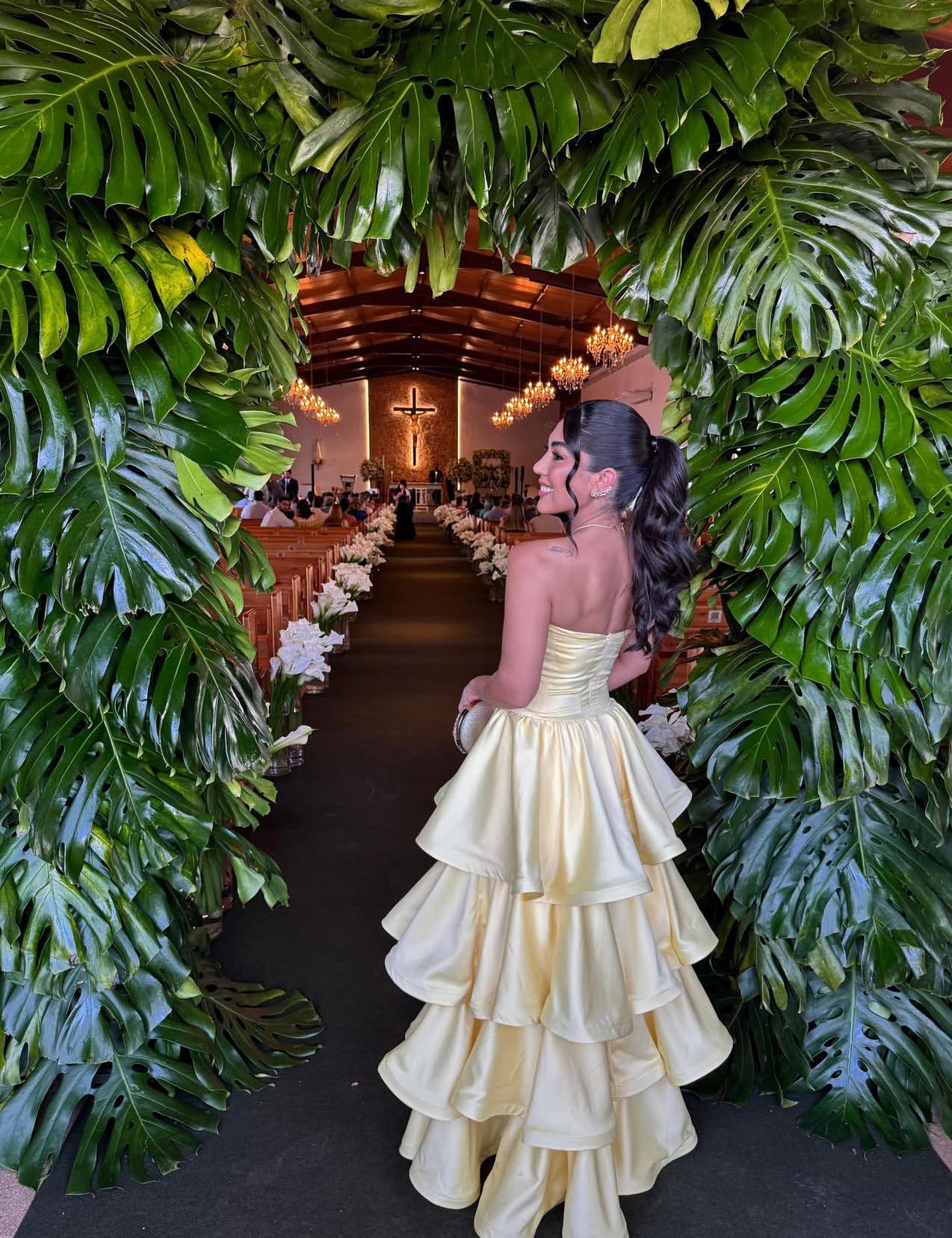 Rosa Etuikleid, lang, mit Seitenschlitz, Satin, formelles Kleid J8820