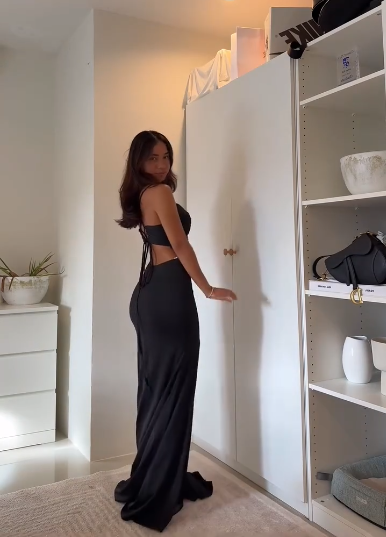 Robe de soirée fourreau noire sexy longue avec fente J8826