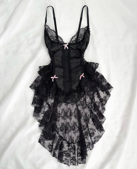 Black Lace Birthday Dress Sexy Vintage Party Dress J9224