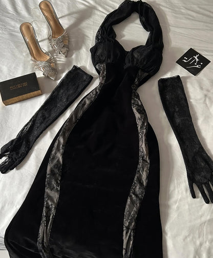 Robe de soirée fourreau noire sexy longue avec fente J8826