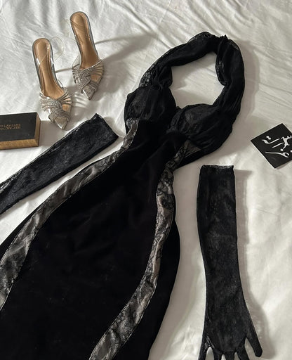 Robe de soirée fourreau noire sexy longue avec fente J8826