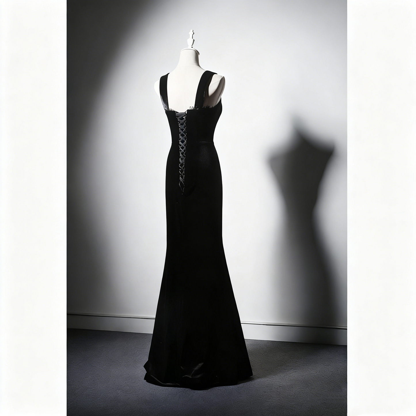 Robe de soirée fourreau noire sexy longue avec fente J8826