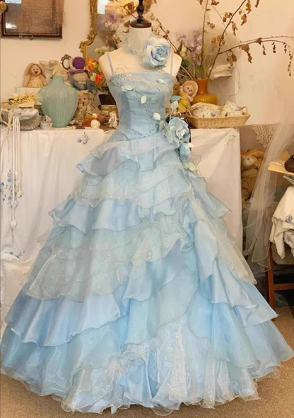 Sky Blue Sweet 16 Quinceanera Ball Gown Birthday Dress Evening Dress  J9257