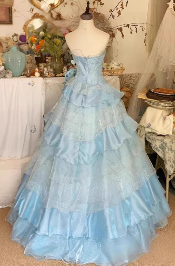 Sky Blue Sweet 16 Quinceanera Ball Gown Birthday Dress Evening Dress  J9257