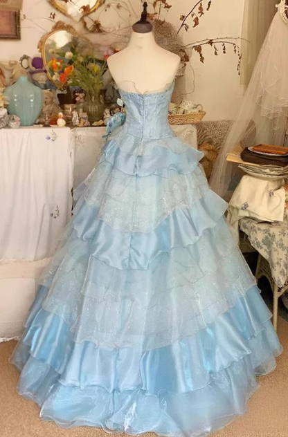 Sky Blue Sweet 16 Quinceanera Ball Gown Birthday Dress Evening Dress  J9257
