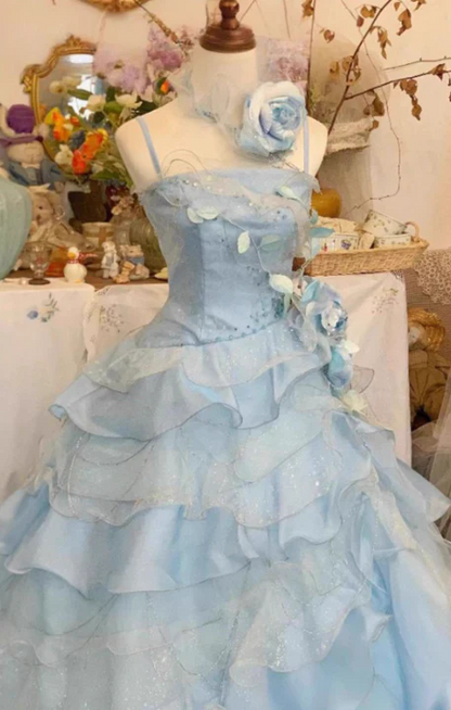 Sky Blue Sweet 16 Quinceanera Ball Gown Birthday Dress Evening Dress  J9257