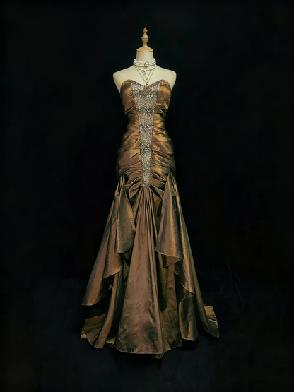 Rosa Etuikleid, lang, mit Seitenschlitz, Satin, formelles Kleid J8820
