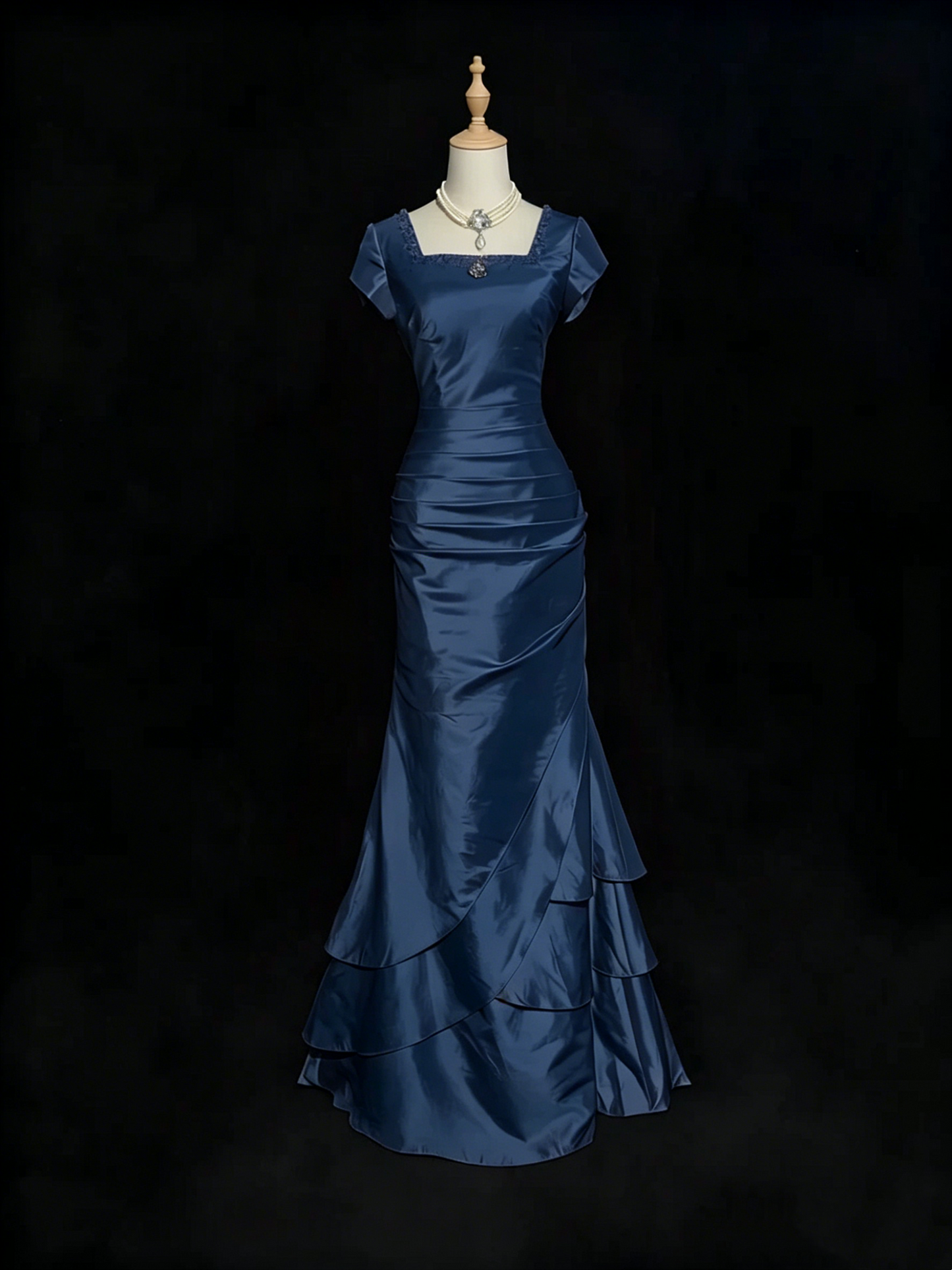 Rosa Etuikleid, lang, mit Seitenschlitz, Satin, formelles Kleid J8820
