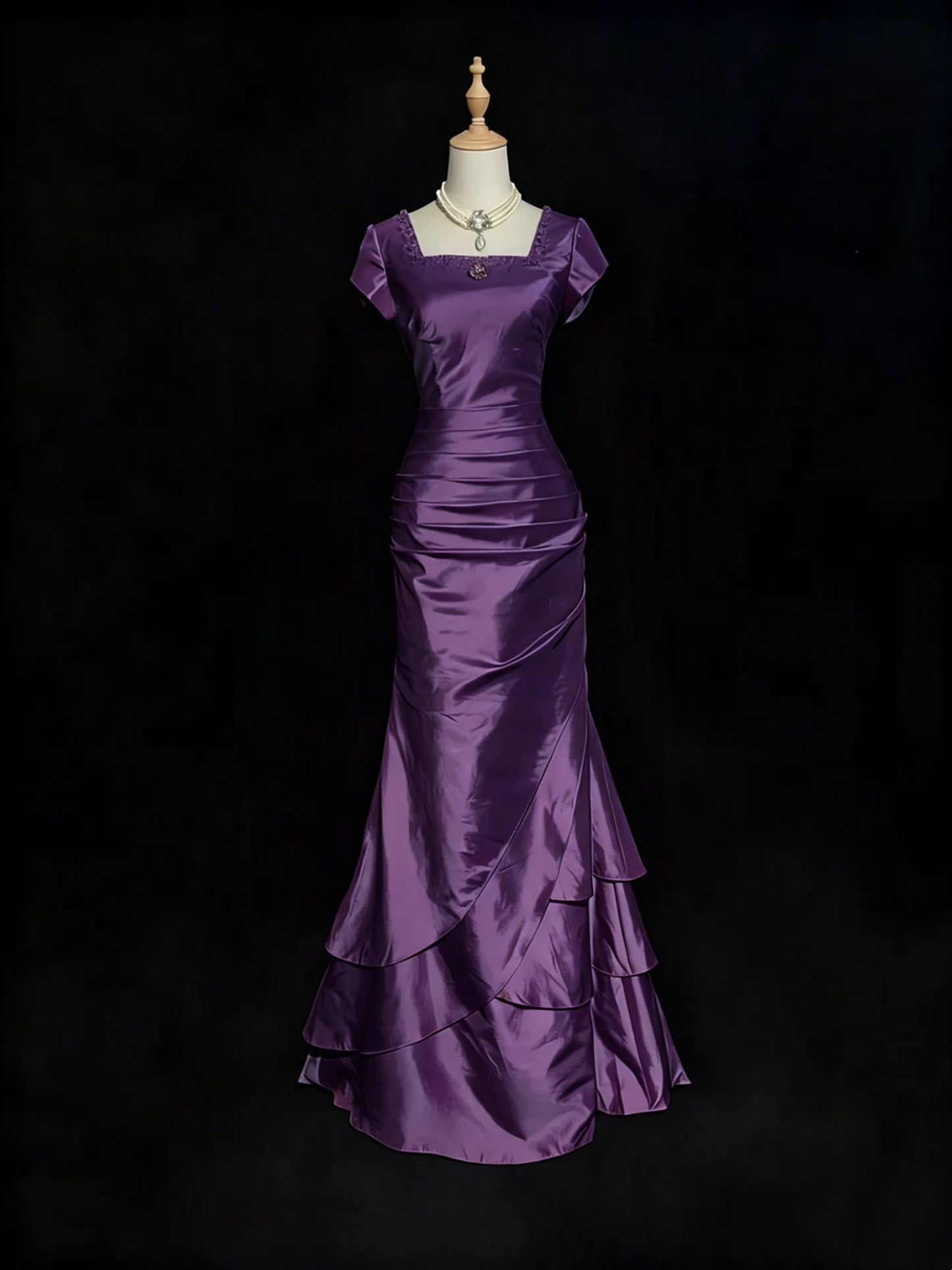 Rosa Etuikleid, lang, mit Seitenschlitz, Satin, formelles Kleid J8820