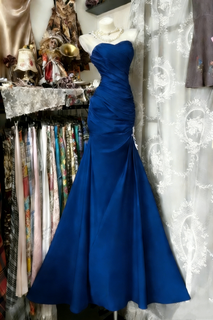 Sweetheart Mermaid Satin Long Prom Dresses Yellow Evening Dresses J9284