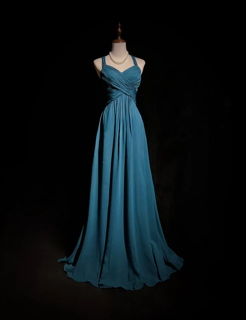 A Line Chiffon Long Prom Dresses Simple Formal Wedding Guest Dress  J9290
