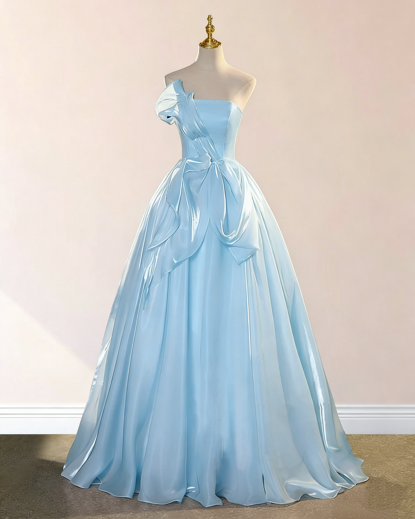 Rosa Etuikleid, lang, mit Seitenschlitz, Satin, formelles Kleid J8820