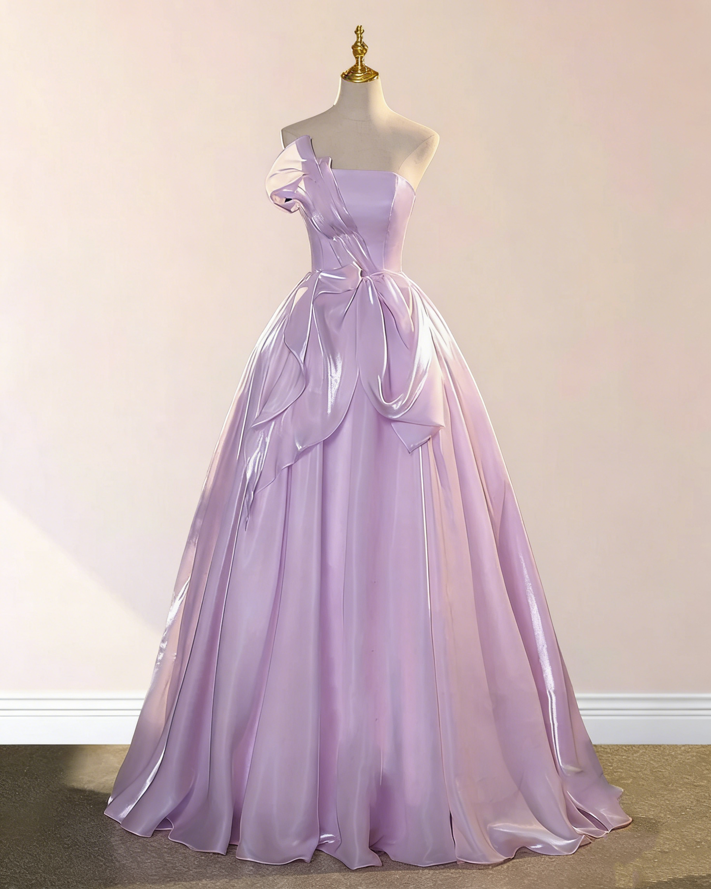 Rosa Etuikleid, lang, mit Seitenschlitz, Satin, formelles Kleid J8820