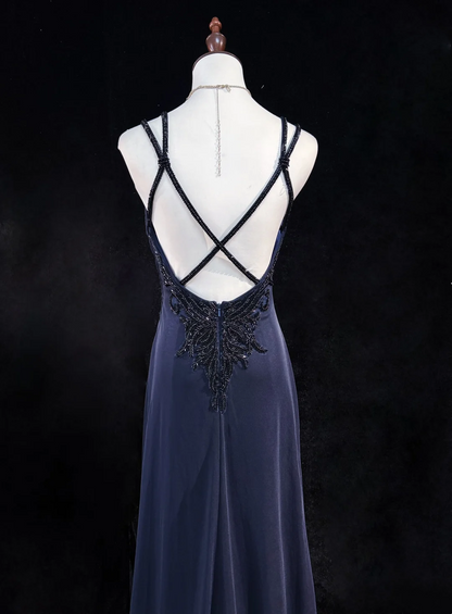 Rosa Etuikleid, lang, mit Seitenschlitz, Satin, formelles Kleid J8820