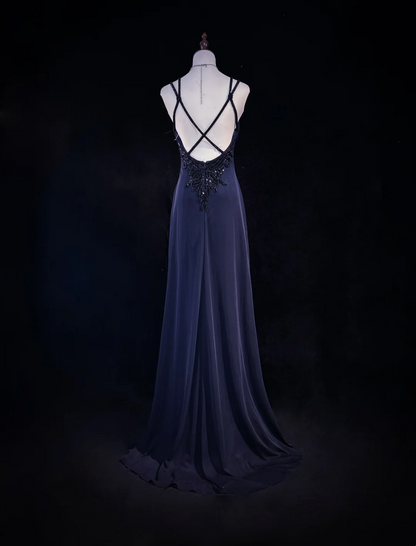 Rosa Etuikleid, lang, mit Seitenschlitz, Satin, formelles Kleid J8820