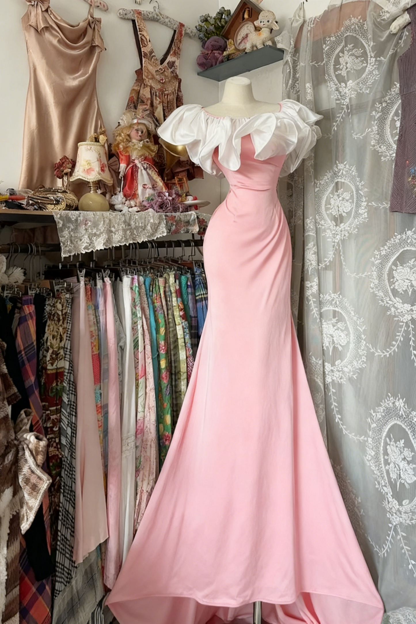 Ruffle Off The Shoulder Black Prom Dress Mermaid Formal Party Dress J9342