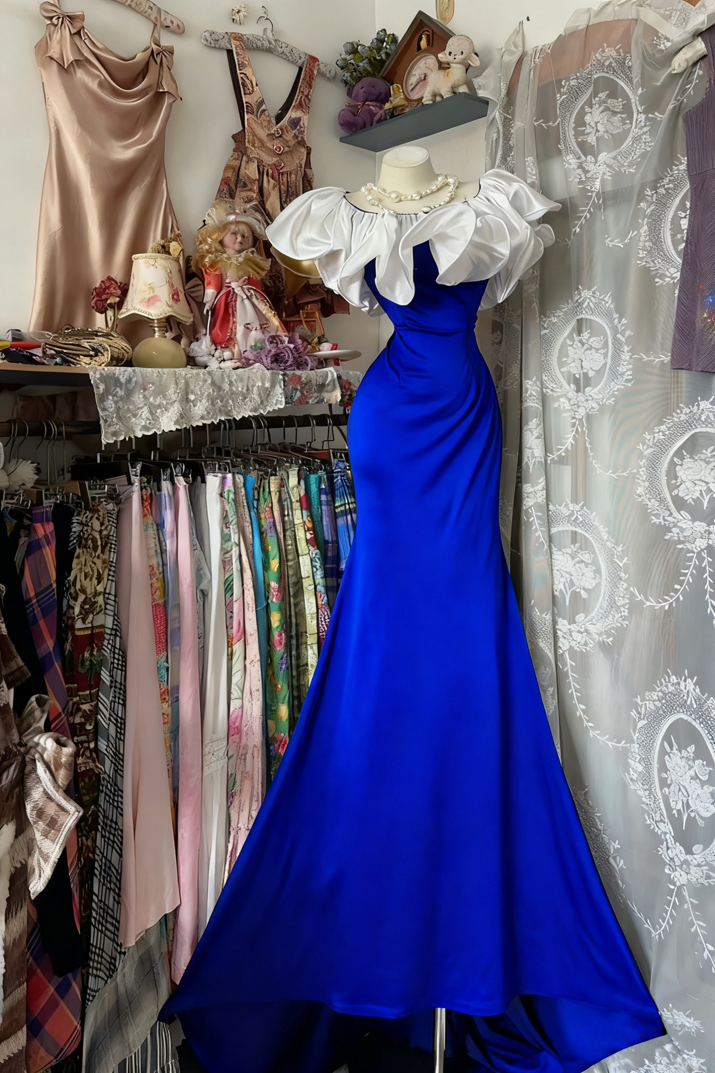 Ruffle Off The Shoulder Black Prom Dress Mermaid Formal Party Dress J9342