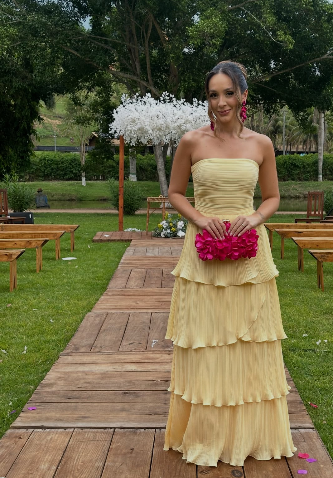 Rosa Etuikleid, lang, mit Seitenschlitz, Satin, formelles Kleid J8820