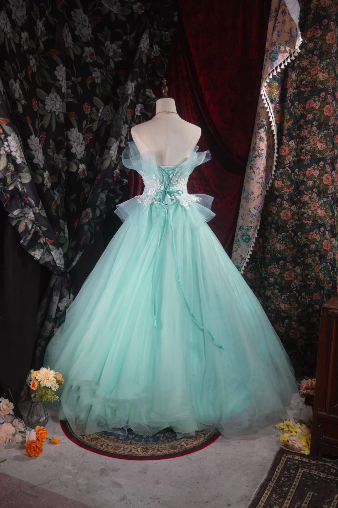 A Line Tulle Formal Prom Dress With Applique Cute Evening Dress J9347