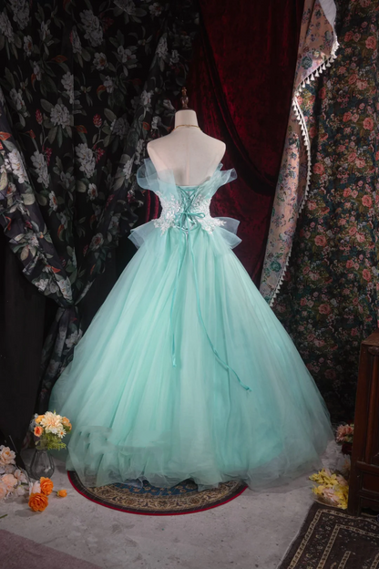 A Line Tulle Formal Prom Dress With Applique Cute Evening Dress J9347