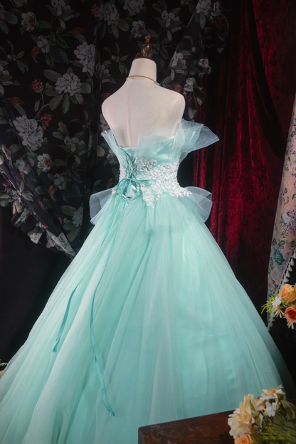 A Line Tulle Formal Prom Dress With Applique Cute Evening Dress J9347