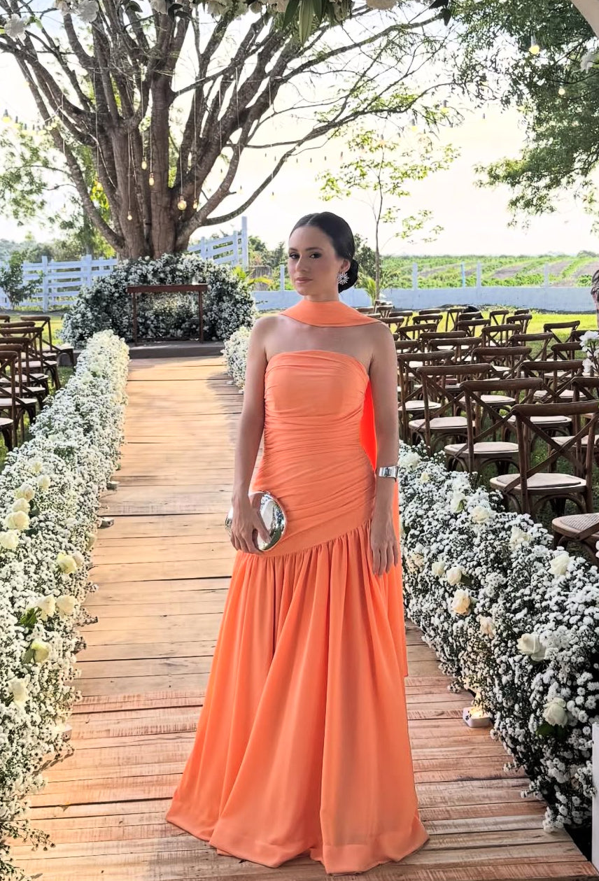 Rosa Etuikleid, lang, mit Seitenschlitz, Satin, formelles Kleid J8820