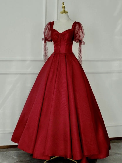 Rosa Etuikleid, lang, mit Seitenschlitz, Satin, formelles Kleid J8820