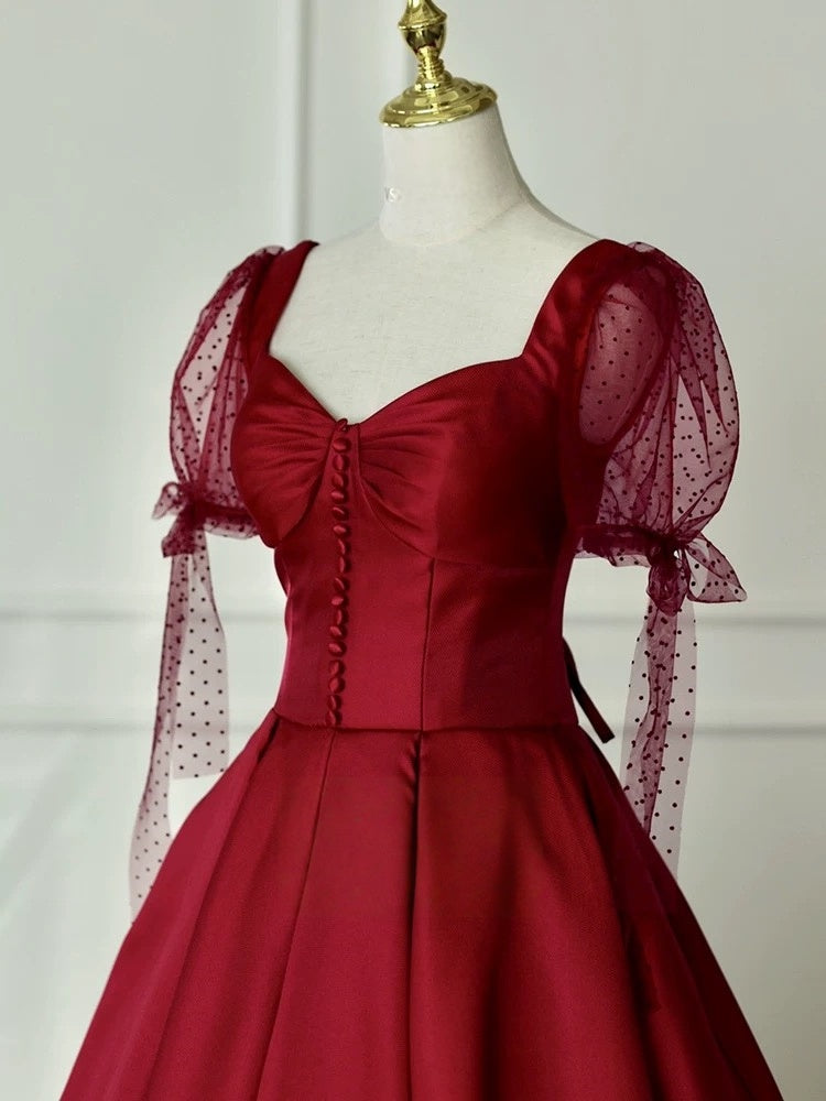 Rosa Etuikleid, lang, mit Seitenschlitz, Satin, formelles Kleid J8820