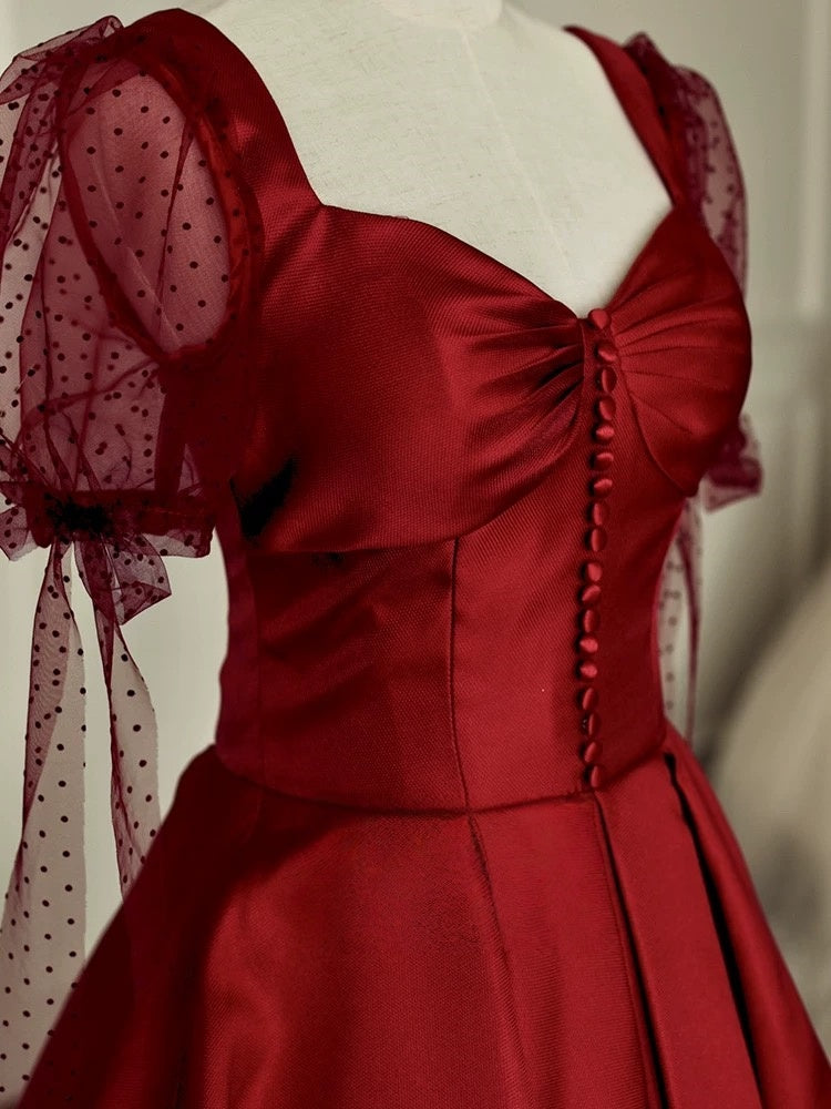 Rosa Etuikleid, lang, mit Seitenschlitz, Satin, formelles Kleid J8820