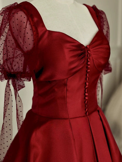 Rosa Etuikleid, lang, mit Seitenschlitz, Satin, formelles Kleid J8820