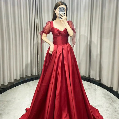 Rosa Etuikleid, lang, mit Seitenschlitz, Satin, formelles Kleid J8820