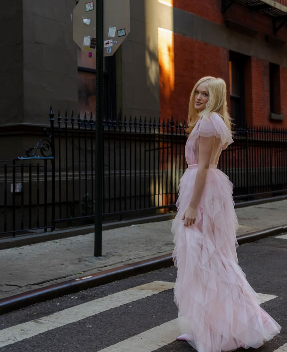 Rosa Etuikleid, lang, mit Seitenschlitz, Satin, formelles Kleid J8820