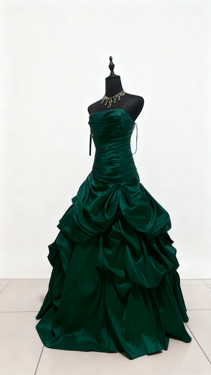 Strapless Red Formal Party Dress Satin Evening Dress Party Gowns J9360