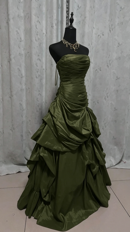 Trägerloses rotes Abendkleid aus Satin, Partykleid J9360