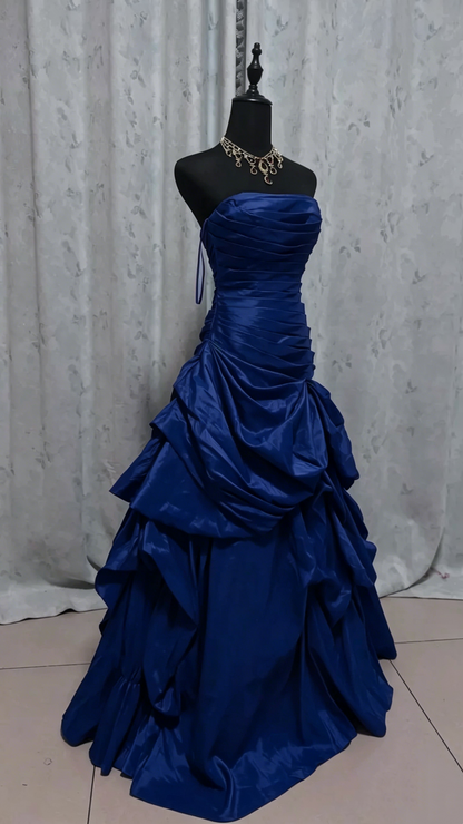 Trägerloses rotes Abendkleid aus Satin, Partykleid J9360