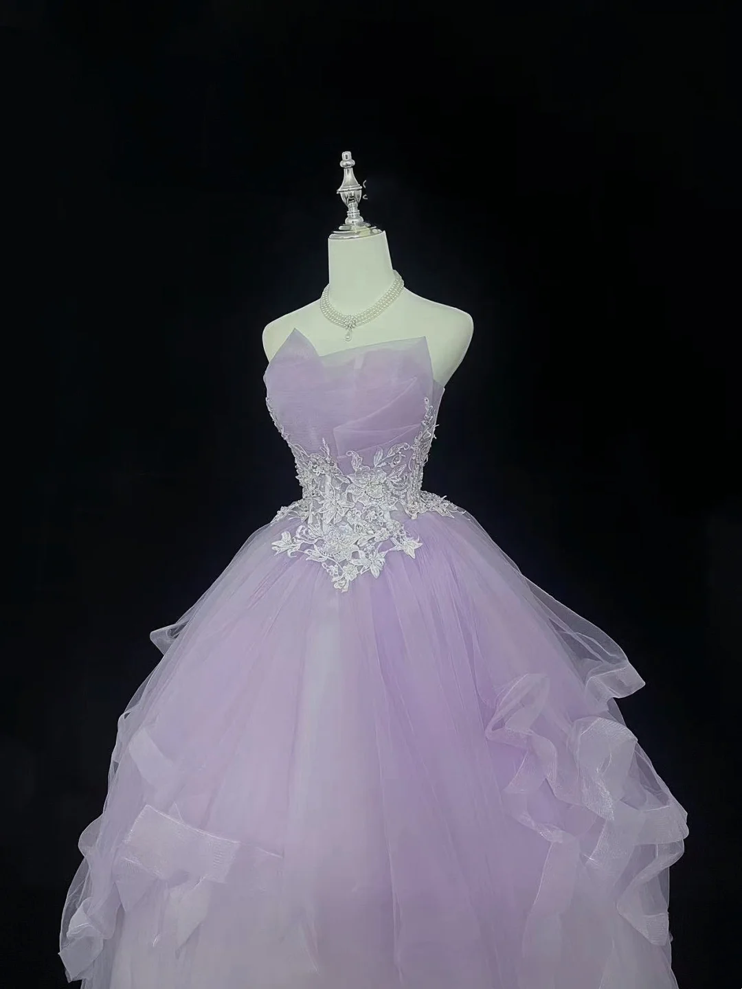 Trägerloses silbernes Vintage-Abendkleid, A-Linie, Geburtstagskleid J9370