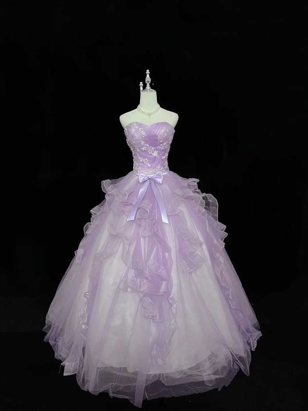 Trägerloses silbernes Vintage-Abendkleid, A-Linie, Geburtstagskleid J9370