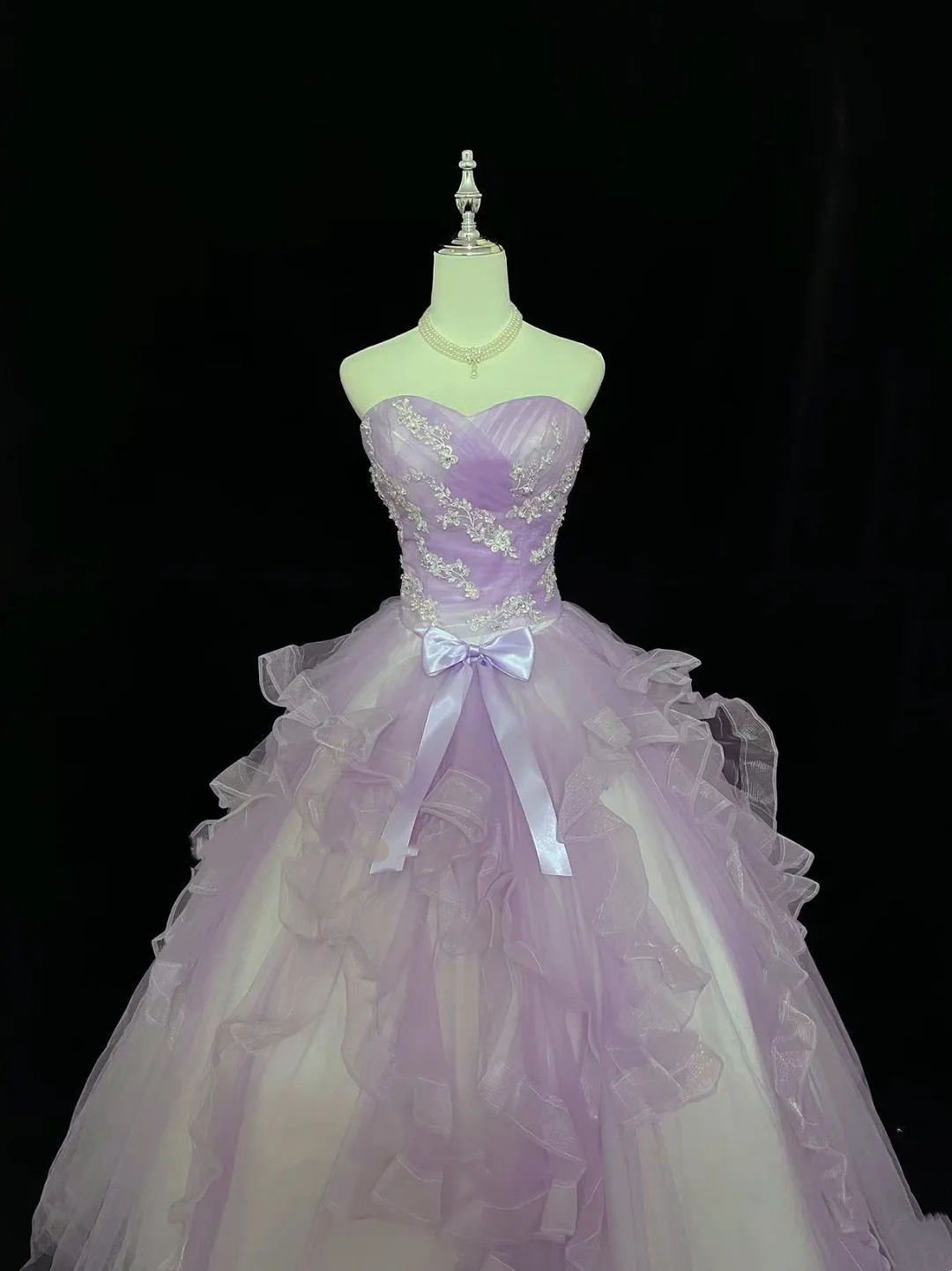 Trägerloses silbernes Vintage-Abendkleid, A-Linie, Geburtstagskleid J9370