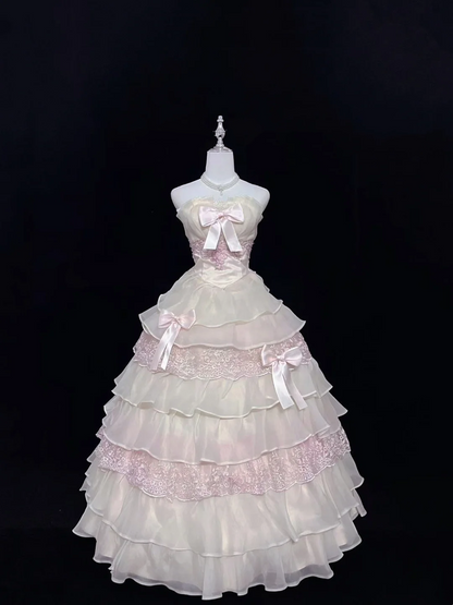 Robe de quinceañera rose à volants et à plusieurs épaisseurs, adorable robe de princesse J9379