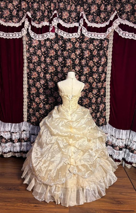 Robe de bal jaune en organza, robe de soirée d'anniversaire formelle J9391