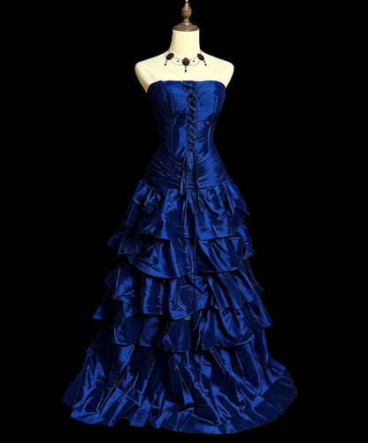 Robe de bal bordeaux bustier à volants, robe de soirée, robe de cérémonie J9394