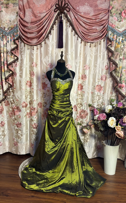 Robe de bal verte dos nu, robe de soirée dos nu, robe d'anniversaire J9395
