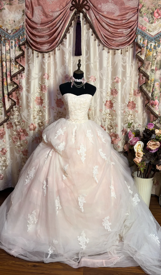 Light Pink Tulle Ball Gown Quinceanera Dresses Sweet 16 Birthday Dress J9397