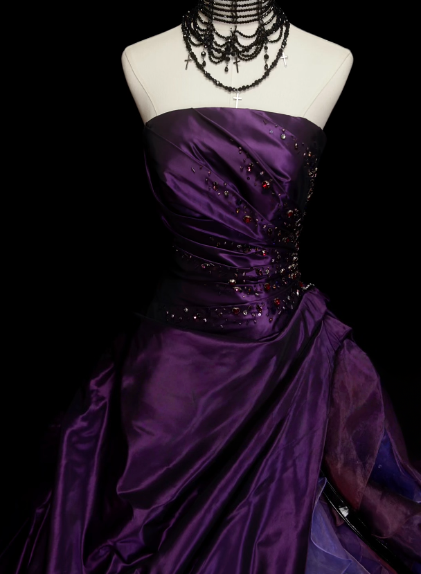 Trägerloses silbernes Vintage-Abendkleid, A-Linie, Geburtstagskleid J9370