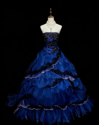 Trägerloses silbernes Vintage-Abendkleid, A-Linie, Geburtstagskleid J9370