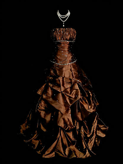 Robe bustier verte en satin pour fêter les 16 ans (réf. J9407)