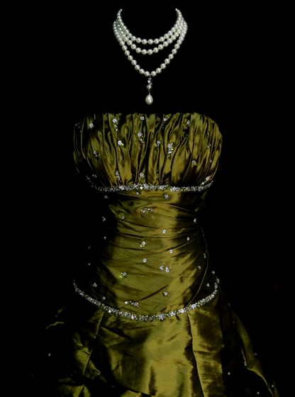 Strapless Green Sweet 16 Birthday Dress Satin Quinceanera Dresses J9407